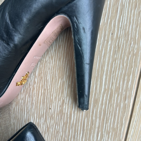 Prada black leather peep toe heels , 37.5 - Picture 5 of 6